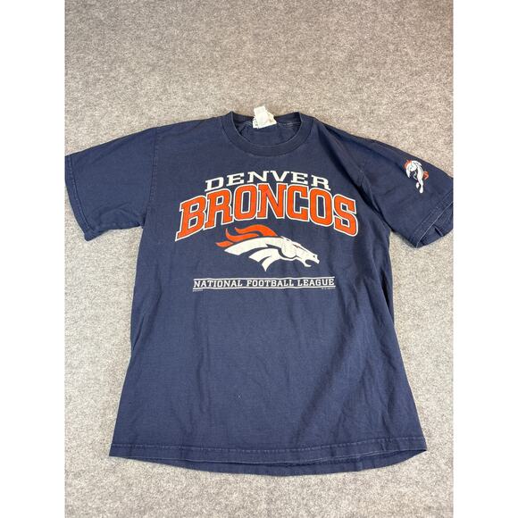 VINTAGE 90s Lee Sport NFL Denver Broncos Shirt Mens Medium Blue Football Tee - Picture 1 of 5